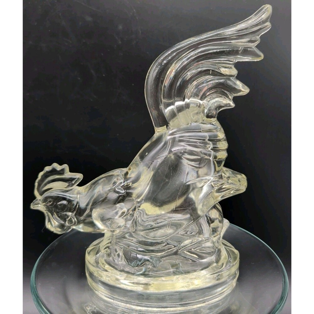 Vtg Paden City Rooster book end figurine GLOWS Chanticleer head down
